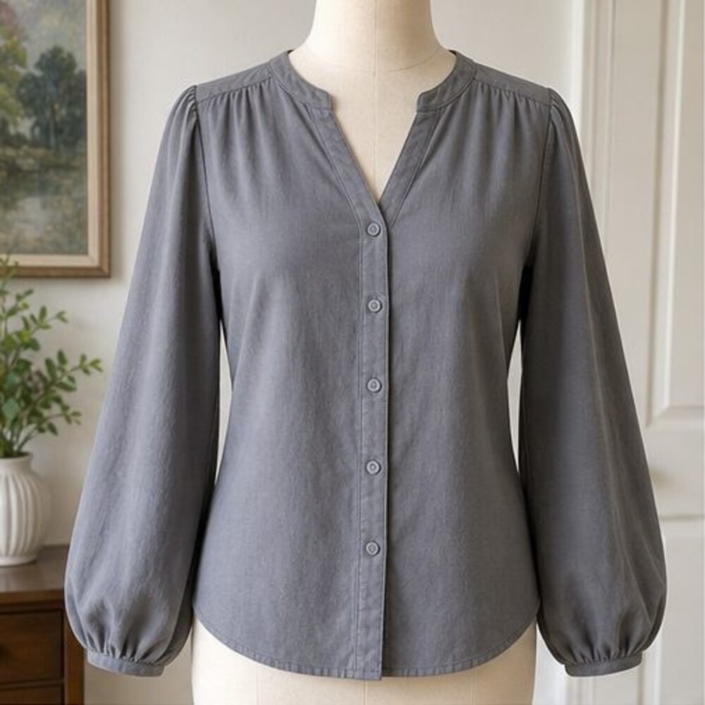 Gray Ruffle Blouse